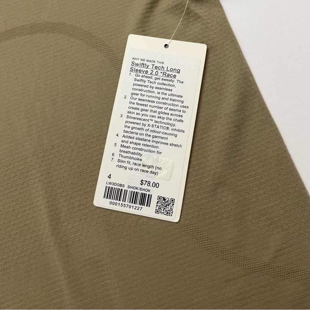 Lululemon Swiftly Tech Long Sleeve Shirt 2.0 Waist Length - Sheer Oak, Size 4 - Picture 4 of 9